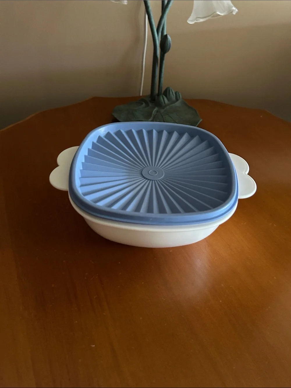 Vintage Tupperware Blue Lid Food Storage Bowl